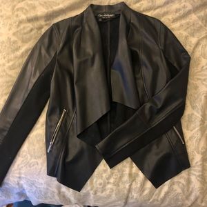 Miss Selfridges Faux Leather Draped Jacket